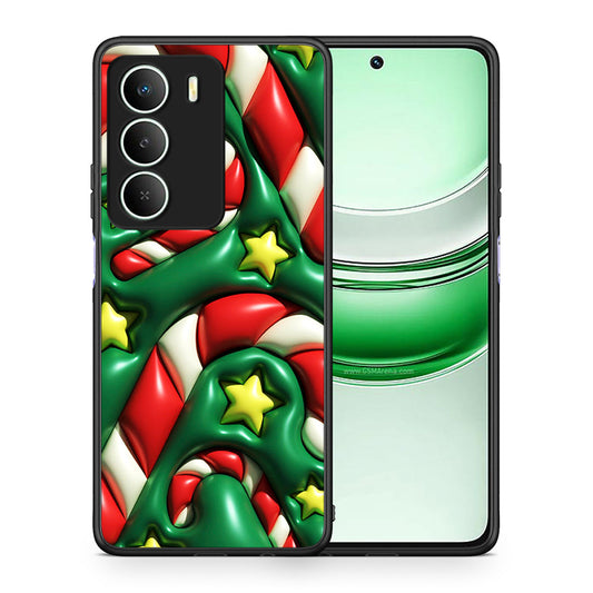 Θήκη Realme 14X Christmas Bubbles από τη Smartfits με σχέδιο στο πίσω μέρος και μαύρο περίβλημα | Realme 14X Christmas Bubbles case with colorful back and black bezels