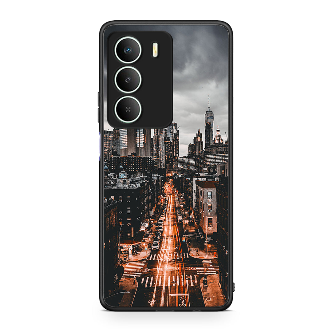 Realme 14X City Lights θήκη από τη Smartfits με σχέδιο στο πίσω μέρος και μαύρο περίβλημα | Smartphone case with colorful back and black bezels by Smartfits