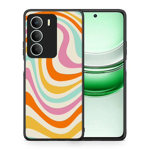 Θήκη Realme 14X Colourful Waves από τη Smartfits με σχέδιο στο πίσω μέρος και μαύρο περίβλημα | Realme 14X Colourful Waves case with colorful back and black bezels