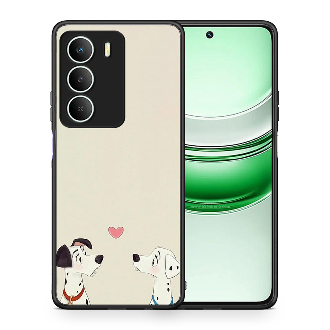 Θήκη Realme 14X Dalmatians Love από τη Smartfits με σχέδιο στο πίσω μέρος και μαύρο περίβλημα | Realme 14X Dalmatians Love case with colorful back and black bezels