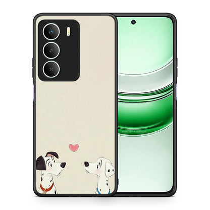 Θήκη Realme 14X Dalmatians Love από τη Smartfits με σχέδιο στο πίσω μέρος και μαύρο περίβλημα | Realme 14X Dalmatians Love case with colorful back and black bezels