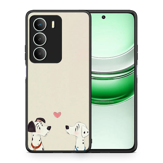Θήκη Realme 14X Dalmatians Love από τη Smartfits με σχέδιο στο πίσω μέρος και μαύρο περίβλημα | Realme 14X Dalmatians Love case with colorful back and black bezels