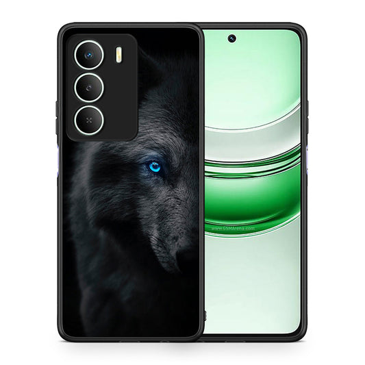 Θήκη Realme 14X Dark Wolf από τη Smartfits με σχέδιο στο πίσω μέρος και μαύρο περίβλημα | Realme 14X Dark Wolf case with colorful back and black bezels