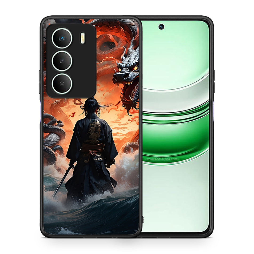 Θήκη Realme 14X Dragons Fight από τη Smartfits με σχέδιο στο πίσω μέρος και μαύρο περίβλημα | Realme 14X Dragons Fight case with colorful back and black bezels