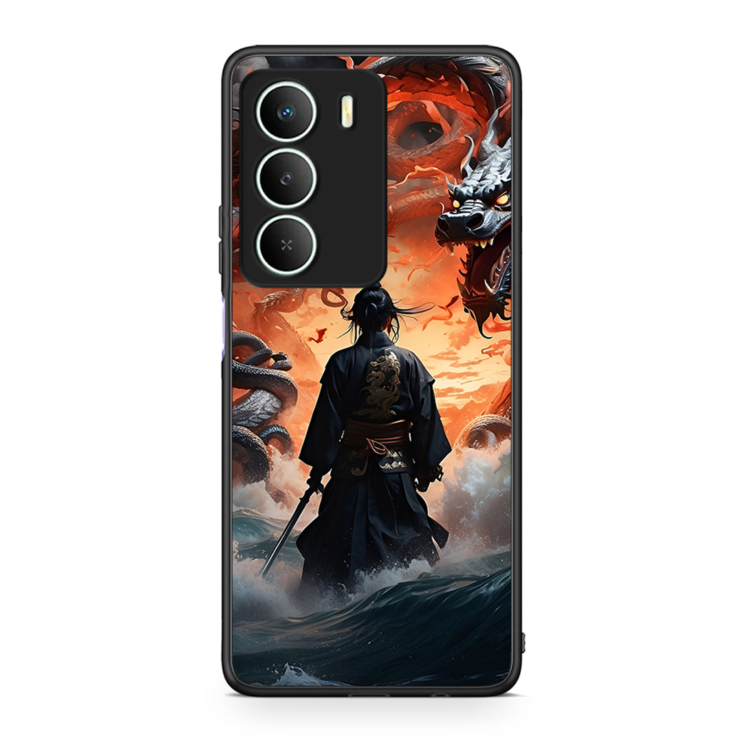 Realme 14X Dragons Fight θήκη από τη Smartfits με σχέδιο στο πίσω μέρος και μαύρο περίβλημα | Smartphone case with colorful back and black bezels by Smartfits