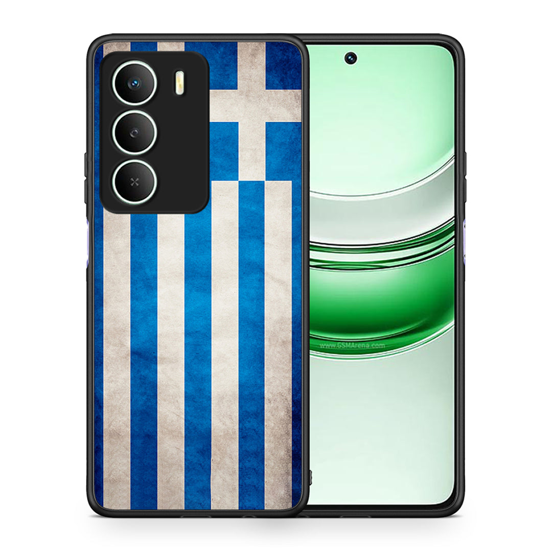 Θήκη Realme 14X Greek Flag από τη Smartfits με σχέδιο στο πίσω μέρος και μαύρο περίβλημα | Realme 14X Greek Flag case with colorful back and black bezels