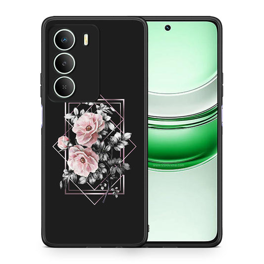 Θήκη Realme 14X Frame Flower από τη Smartfits με σχέδιο στο πίσω μέρος και μαύρο περίβλημα | Realme 14X Frame Flower case with colorful back and black bezels