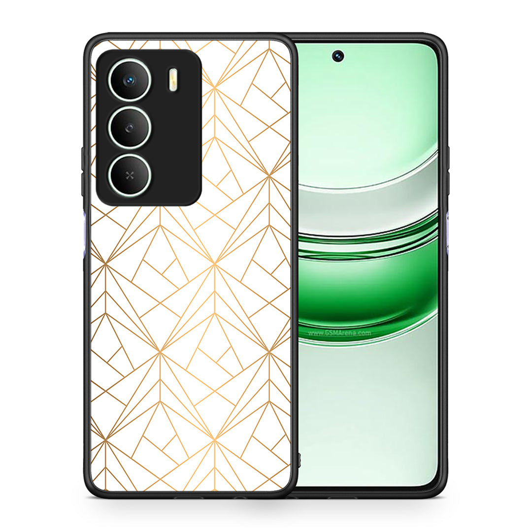 Θήκη Realme 14X Luxury White Geometric από τη Smartfits με σχέδιο στο πίσω μέρος και μαύρο περίβλημα | Realme 14X Luxury White Geometric case with colorful back and black bezels