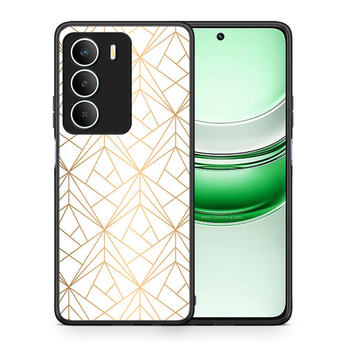 Θήκη Realme 14X Luxury White Geometric από τη Smartfits με σχέδιο στο πίσω μέρος και μαύρο περίβλημα | Realme 14X Luxury White Geometric case with colorful back and black bezels