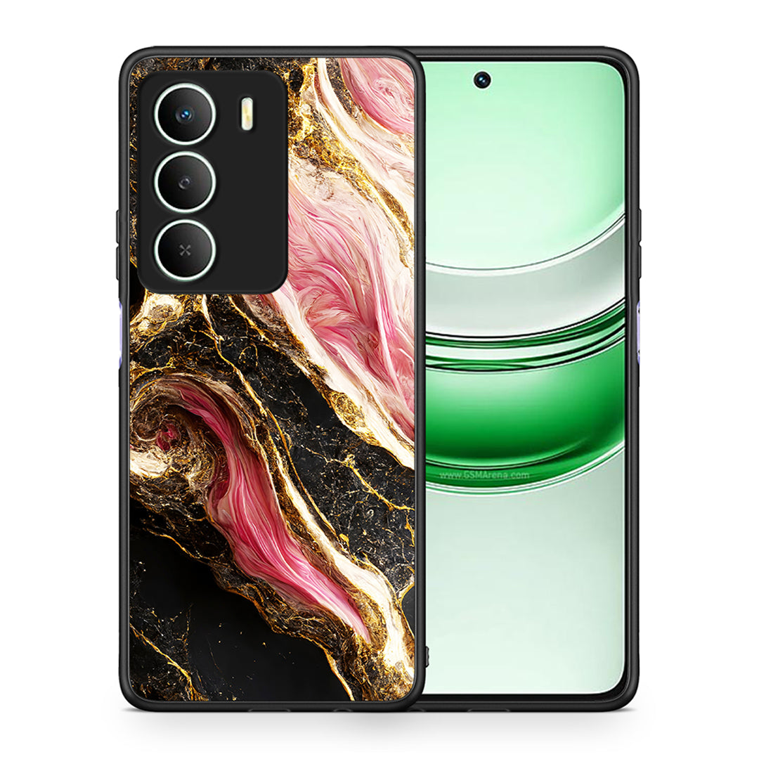 Θήκη Realme 14X Glamorous Pink Marble από τη Smartfits με σχέδιο στο πίσω μέρος και μαύρο περίβλημα | Realme 14X Glamorous Pink Marble case with colorful back and black bezels