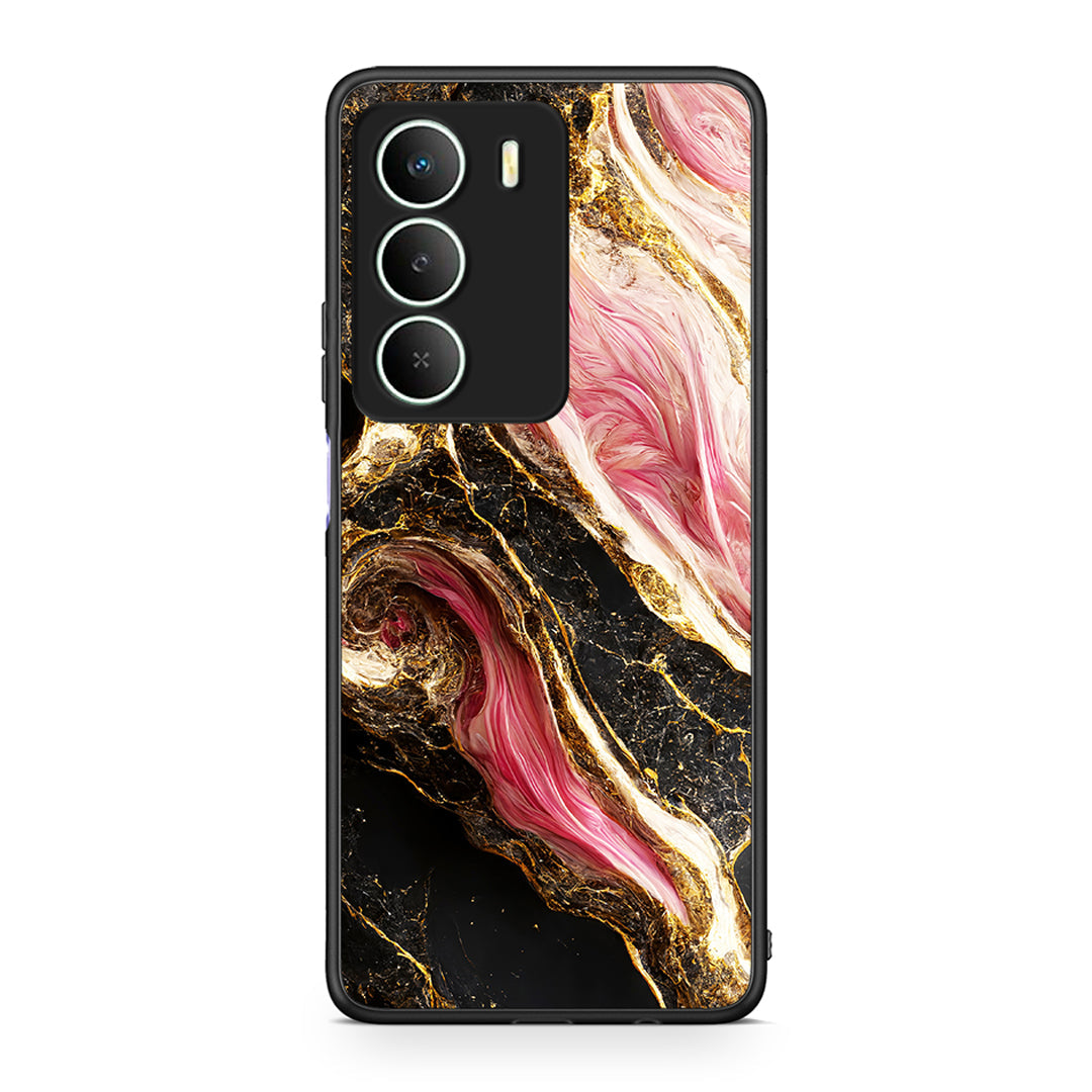 Realme 14X Glamorous Pink Marble θήκη από τη Smartfits με σχέδιο στο πίσω μέρος και μαύρο περίβλημα | Smartphone case with colorful back and black bezels by Smartfits