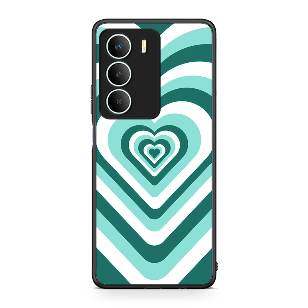 Realme 14X Green Hearts θήκη από τη Smartfits με σχέδιο στο πίσω μέρος και μαύρο περίβλημα | Smartphone case with colorful back and black bezels by Smartfits