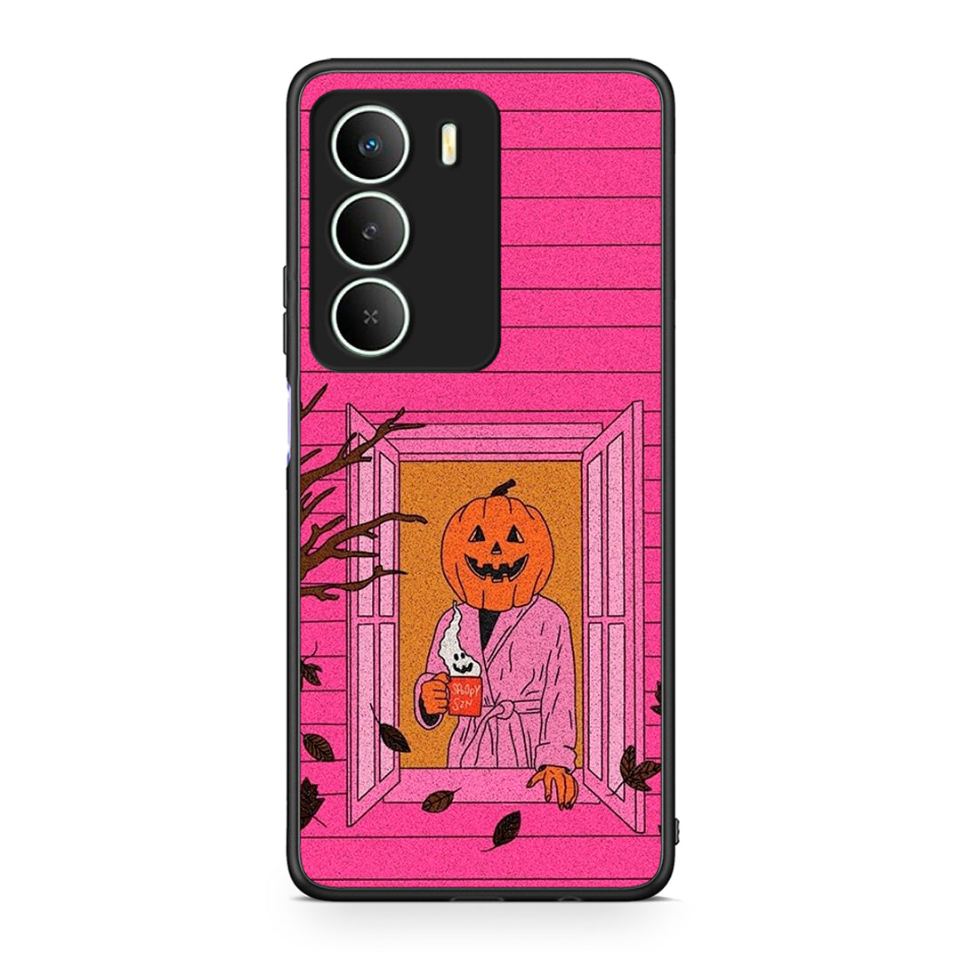 Realme 14X Halloween Pumpkin Lady Θήκη από τη Smartfits με σχέδιο στο πίσω μέρος και μαύρο περίβλημα | Smartphone case with colorful back and black bezels by Smartfits