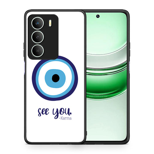 Θήκη Realme 14X Karma Says από τη Smartfits με σχέδιο στο πίσω μέρος και μαύρο περίβλημα | Realme 14X Karma Says case with colorful back and black bezels