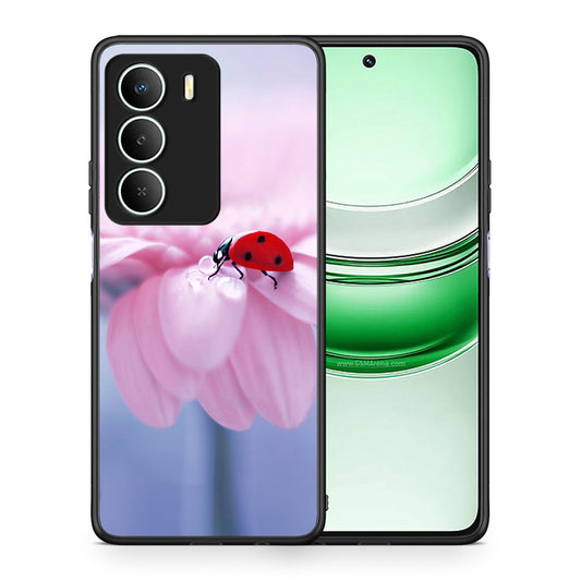 Θήκη Realme 14X Ladybug Flower από τη Smartfits με σχέδιο στο πίσω μέρος και μαύρο περίβλημα | Realme 14X Ladybug Flower case with colorful back and black bezels