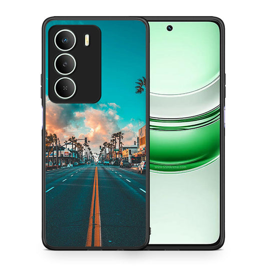 Θήκη Realme 14X City Landscape από τη Smartfits με σχέδιο στο πίσω μέρος και μαύρο περίβλημα | Realme 14X City Landscape case with colorful back and black bezels