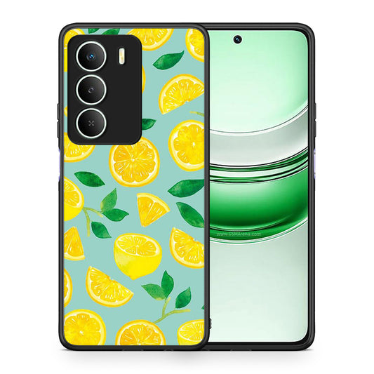 Θήκη Realme 14X Lemons από τη Smartfits με σχέδιο στο πίσω μέρος και μαύρο περίβλημα | Realme 14X Lemons case with colorful back and black bezels