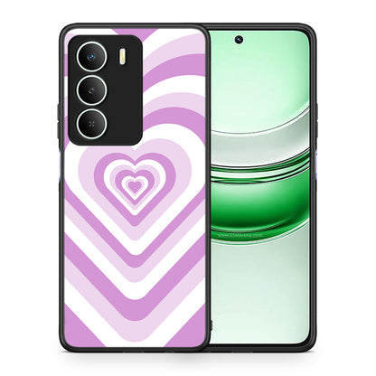 Θήκη Realme 14X Lilac Hearts από τη Smartfits με σχέδιο στο πίσω μέρος και μαύρο περίβλημα | Realme 14X Lilac Hearts case with colorful back and black bezels