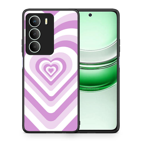 Θήκη Realme 14X Lilac Hearts από τη Smartfits με σχέδιο στο πίσω μέρος και μαύρο περίβλημα | Realme 14X Lilac Hearts case with colorful back and black bezels
