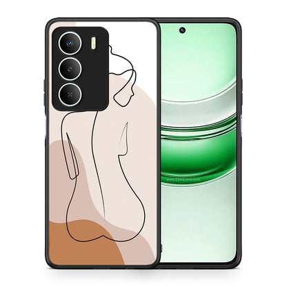 Θήκη Realme 14X LineArt Woman από τη Smartfits με σχέδιο στο πίσω μέρος και μαύρο περίβλημα | Realme 14X LineArt Woman case with colorful back and black bezels