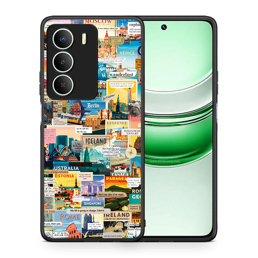 Θήκη Realme 14X Live To Travel από τη Smartfits με σχέδιο στο πίσω μέρος και μαύρο περίβλημα | Realme 14X Live To Travel case with colorful back and black bezels