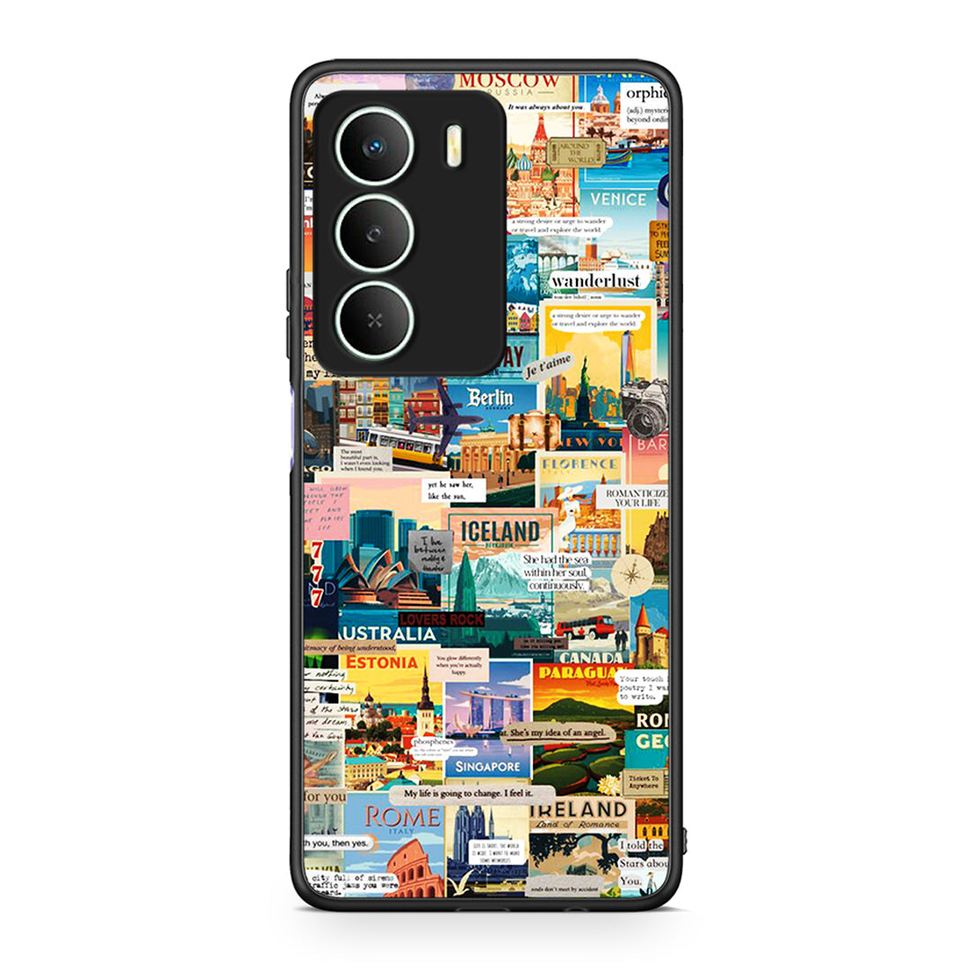 Realme 14X Live To Travel θήκη από τη Smartfits με σχέδιο στο πίσω μέρος και μαύρο περίβλημα | Smartphone case with colorful back and black bezels by Smartfits