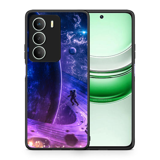 Θήκη Realme 14X Lost Astronaut από τη Smartfits με σχέδιο στο πίσω μέρος και μαύρο περίβλημα | Realme 14X Lost Astronaut case with colorful back and black bezels