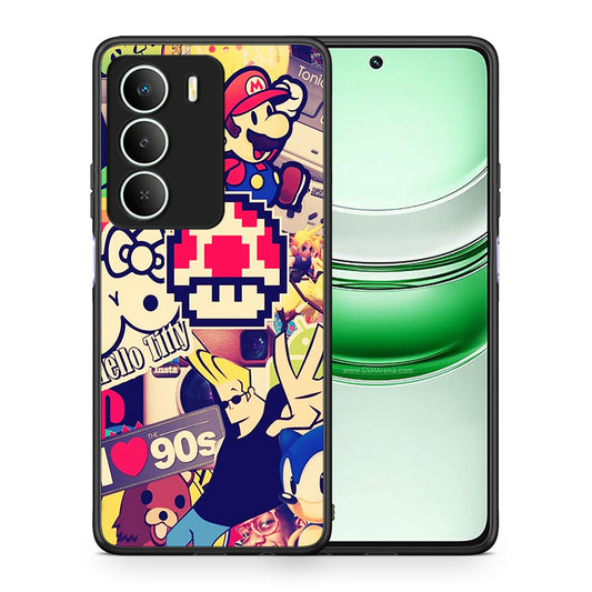 Θήκη Realme 14X Love The 90s από τη Smartfits με σχέδιο στο πίσω μέρος και μαύρο περίβλημα | Realme 14X Love The 90s case with colorful back and black bezels