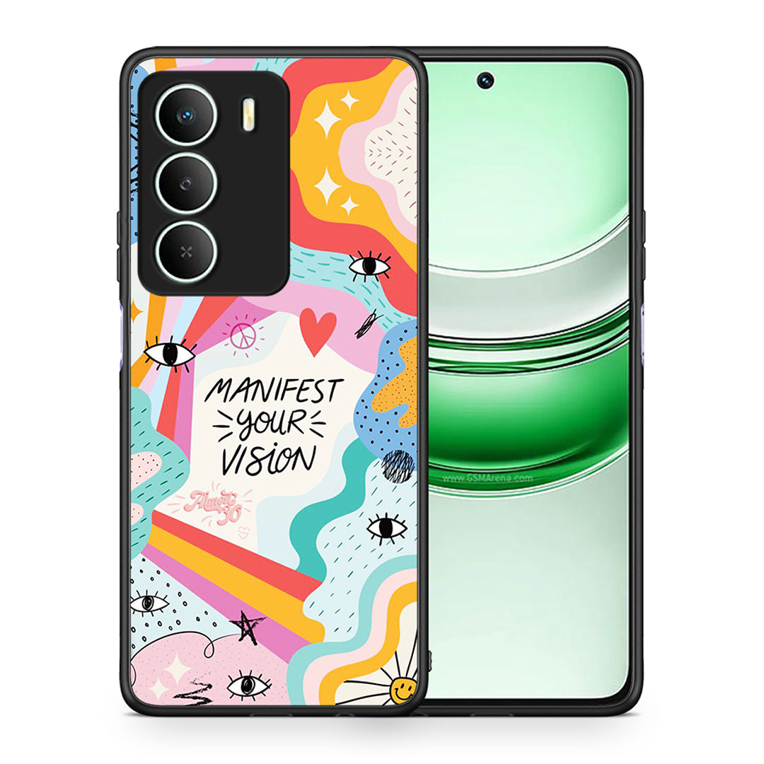 Θήκη Realme 14X Manifest Your Vision από τη Smartfits με σχέδιο στο πίσω μέρος και μαύρο περίβλημα | Realme 14X Manifest Your Vision case with colorful back and black bezels