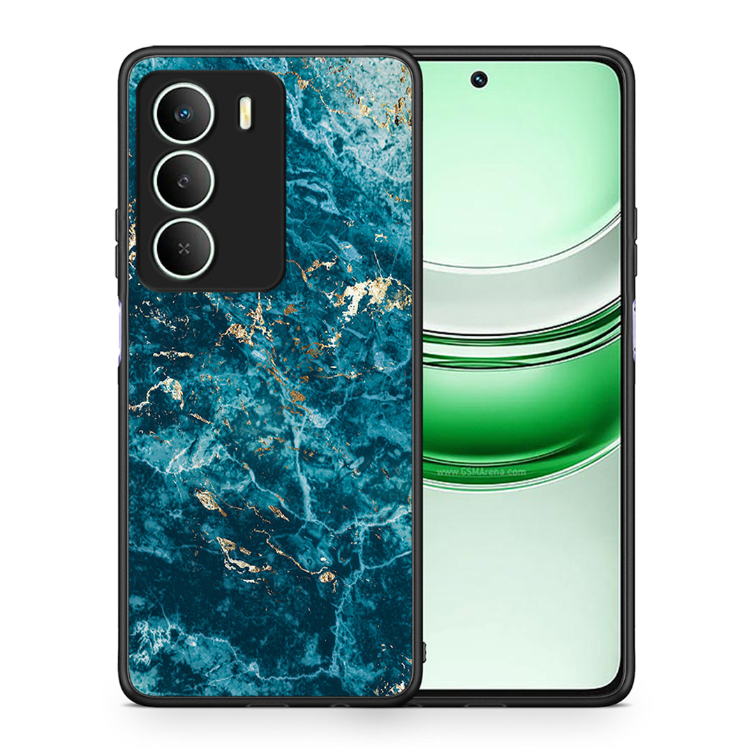 Θήκη Realme 14X Marble Blue από τη Smartfits με σχέδιο στο πίσω μέρος και μαύρο περίβλημα | Realme 14X Marble Blue case with colorful back and black bezels