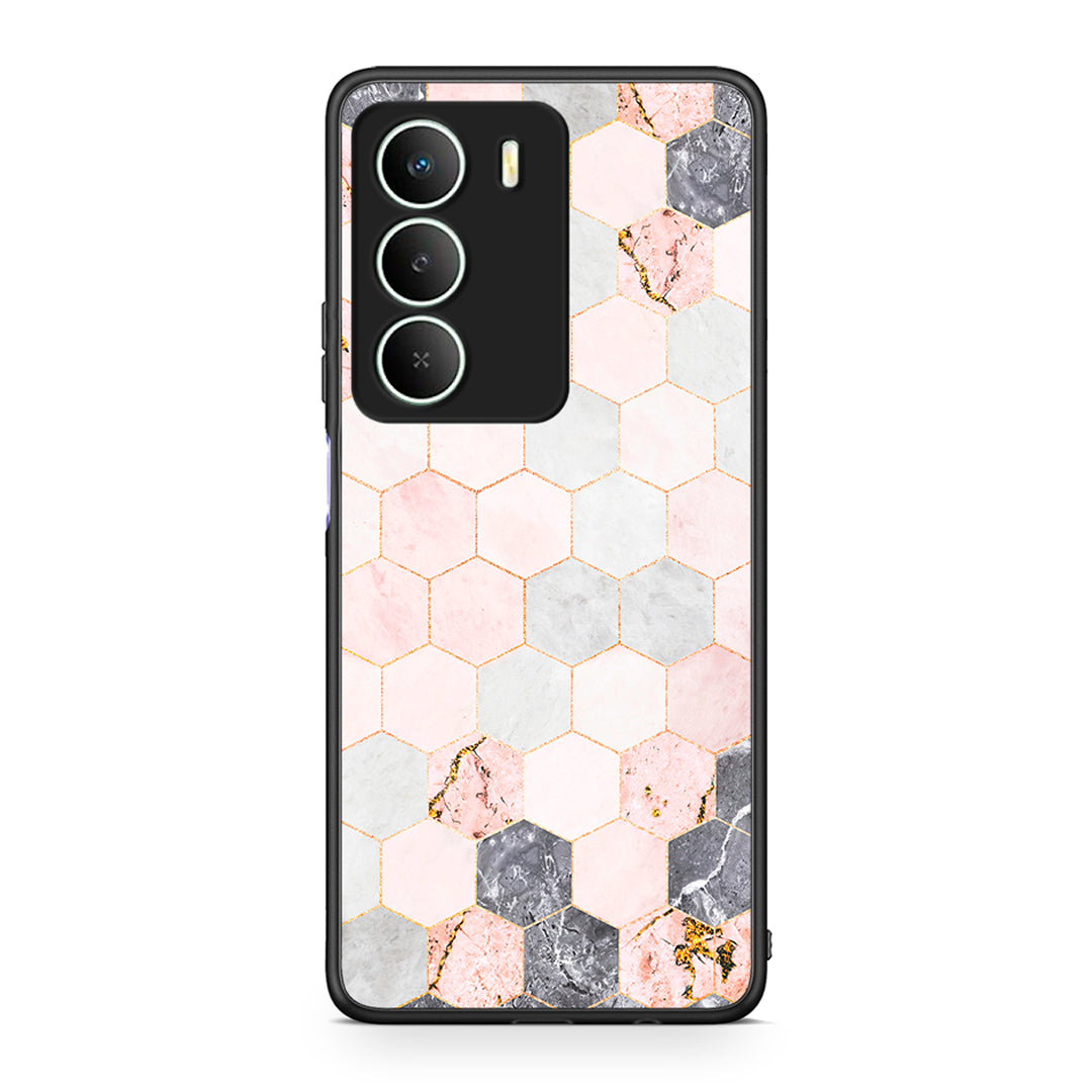 4 - Realme 14X Hexagon Pink Marble case, cover, bumper