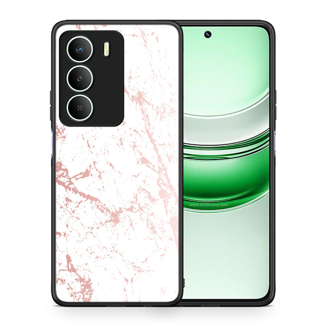 Θήκη Realme 14X Pink Splash Marble από τη Smartfits με σχέδιο στο πίσω μέρος και μαύρο περίβλημα | Realme 14X Pink Splash Marble case with colorful back and black bezels