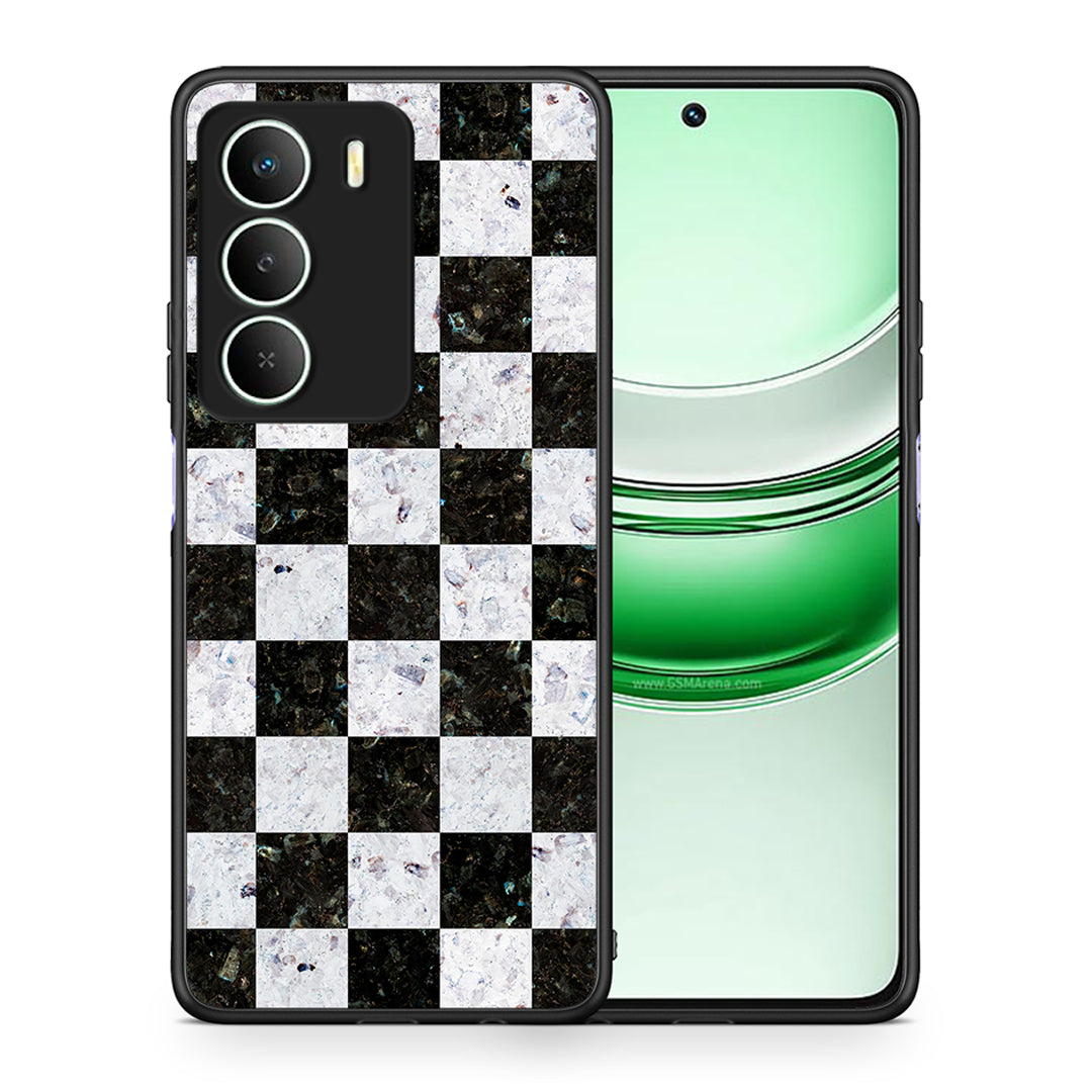 Θήκη Realme 14X Square Geometric Marble από τη Smartfits με σχέδιο στο πίσω μέρος και μαύρο περίβλημα | Realme 14X Square Geometric Marble case with colorful back and black bezels