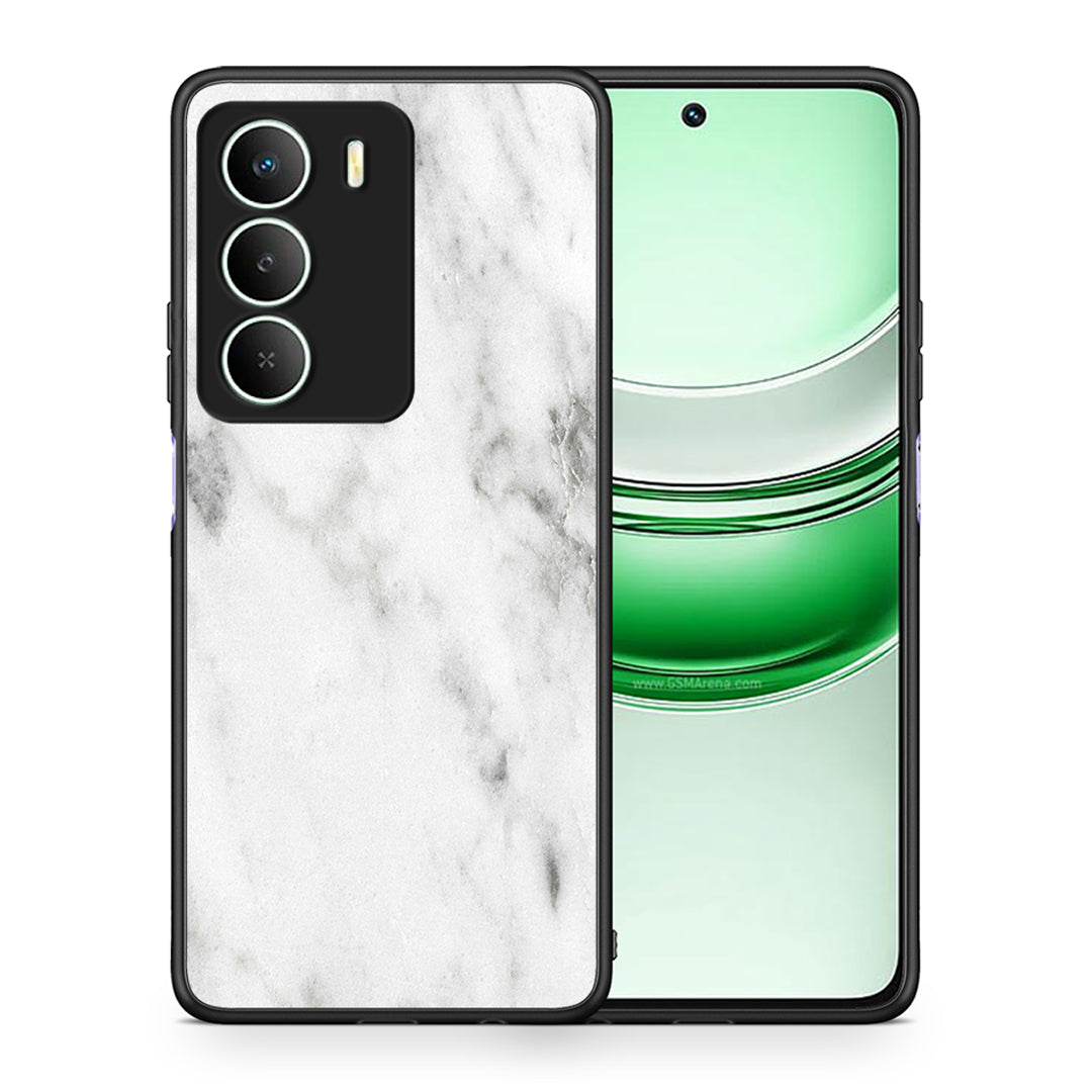Θήκη Realme 14X White Marble από τη Smartfits με σχέδιο στο πίσω μέρος και μαύρο περίβλημα | Realme 14X White Marble case with colorful back and black bezels