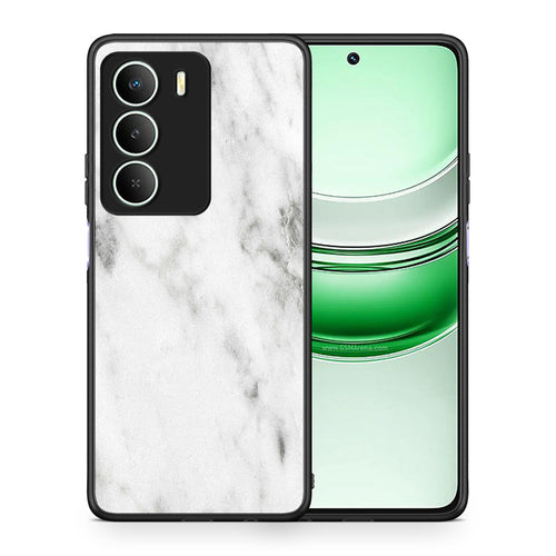 Θήκη Realme 14X White Marble από τη Smartfits με σχέδιο στο πίσω μέρος και μαύρο περίβλημα | Realme 14X White Marble case with colorful back and black bezels