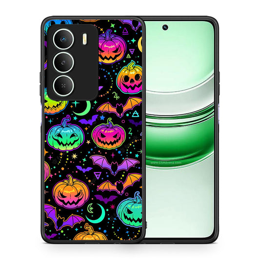 Θήκη Realme 14X Neon Halloween από τη Smartfits με σχέδιο στο πίσω μέρος και μαύρο περίβλημα | Realme 14X Neon Halloween case with colorful back and black bezels