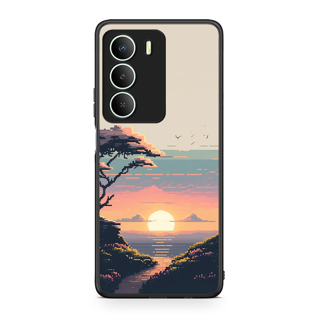 Realme 14X Pixel Sunset Θήκη από τη Smartfits με σχέδιο στο πίσω μέρος και μαύρο περίβλημα | Smartphone case with colorful back and black bezels by Smartfits