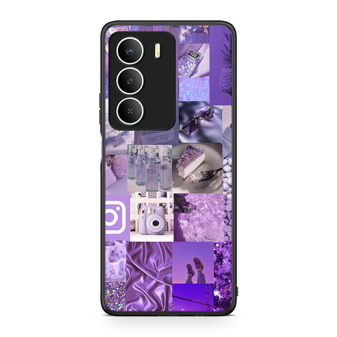 Realme 14X Purple Aesthetic Collage θήκη από τη Smartfits με σχέδιο στο πίσω μέρος και μαύρο περίβλημα | Smartphone case with colorful back and black bezels by Smartfits