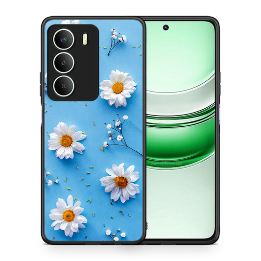 Θήκη Realme 14X Real Daisies από τη Smartfits με σχέδιο στο πίσω μέρος και μαύρο περίβλημα | Realme 14X Real Daisies case with colorful back and black bezels