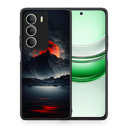 Θήκη Realme 14X Red Full Moon από τη Smartfits με σχέδιο στο πίσω μέρος και μαύρο περίβλημα | Realme 14X Red Full Moon case with colorful back and black bezels