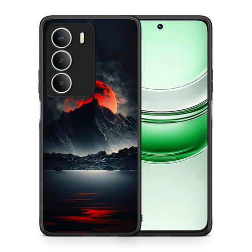 Θήκη Realme 14X Red Full Moon από τη Smartfits με σχέδιο στο πίσω μέρος και μαύρο περίβλημα | Realme 14X Red Full Moon case with colorful back and black bezels