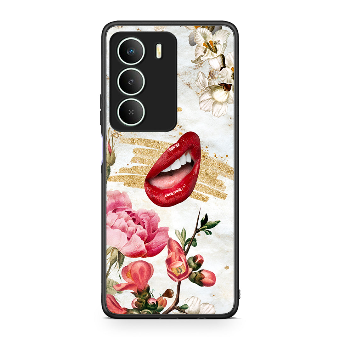 Realme 14X Red Lips θήκη από τη Smartfits με σχέδιο στο πίσω μέρος και μαύρο περίβλημα | Smartphone case with colorful back and black bezels by Smartfits