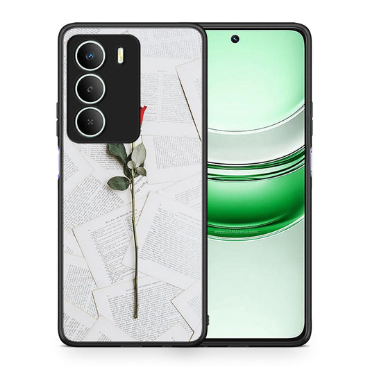 Θήκη Realme 14X Red Rose από τη Smartfits με σχέδιο στο πίσω μέρος και μαύρο περίβλημα | Realme 14X Red Rose case with colorful back and black bezels