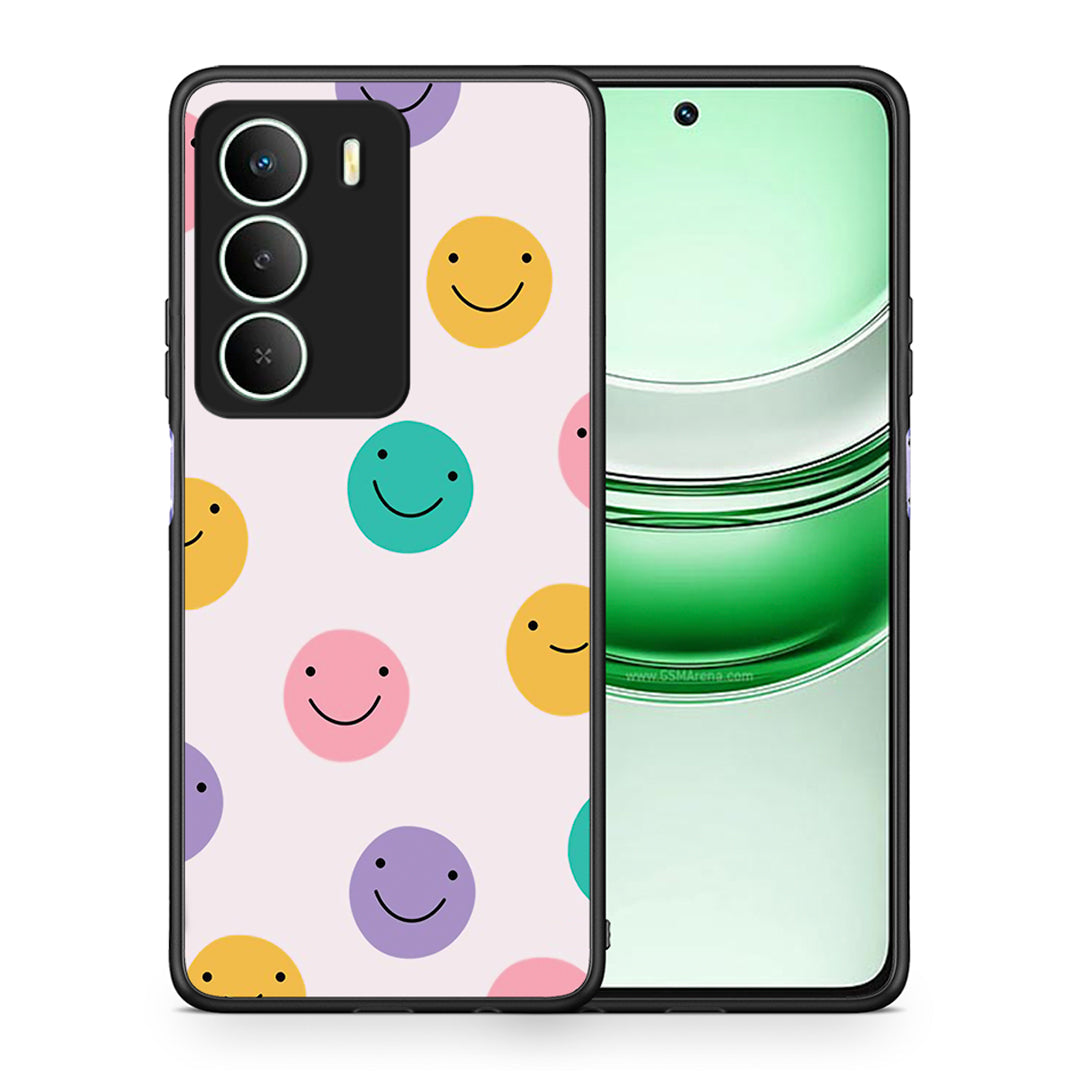 Θήκη Realme 14X Smiley Faces από τη Smartfits με σχέδιο στο πίσω μέρος και μαύρο περίβλημα | Realme 14X Smiley Faces case with colorful back and black bezels