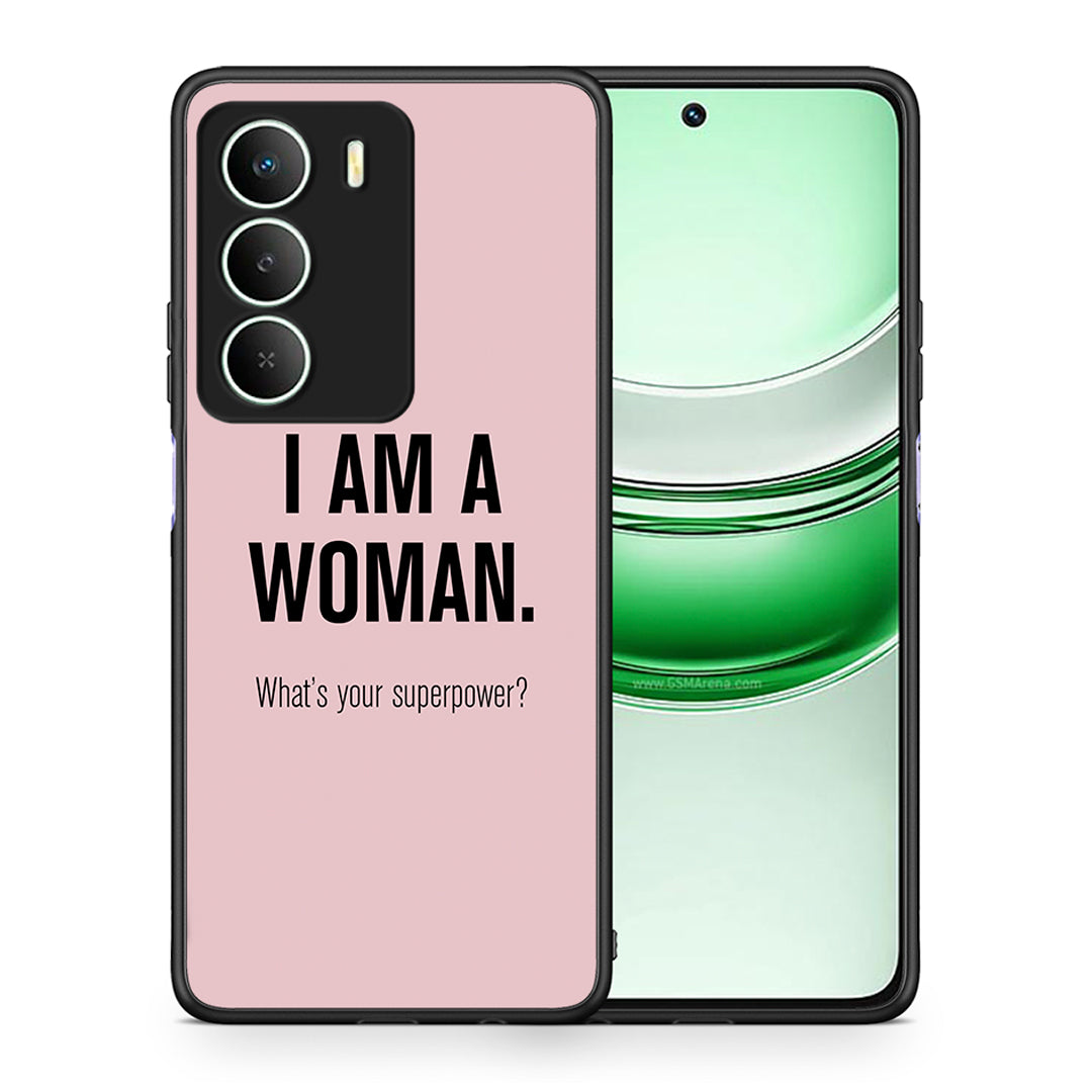 Θήκη Realme 14X Superpower Woman από τη Smartfits με σχέδιο στο πίσω μέρος και μαύρο περίβλημα | Realme 14X Superpower Woman case with colorful back and black bezels