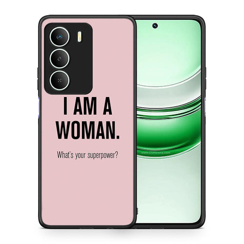 Θήκη Realme 14X Superpower Woman από τη Smartfits με σχέδιο στο πίσω μέρος και μαύρο περίβλημα | Realme 14X Superpower Woman case with colorful back and black bezels