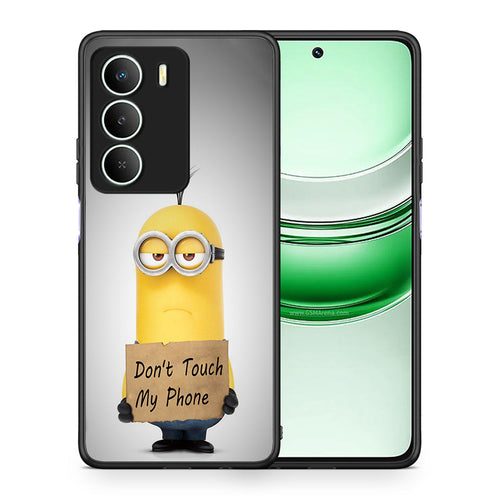 Θήκη Realme 14X Minion Text από τη Smartfits με σχέδιο στο πίσω μέρος και μαύρο περίβλημα | Realme 14X Minion Text case with colorful back and black bezels