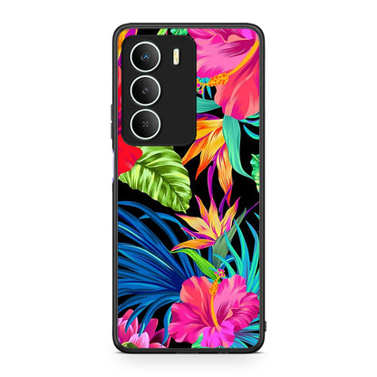 Realme 14X Tropical Flowers θήκη από τη Smartfits με σχέδιο στο πίσω μέρος και μαύρο περίβλημα | Smartphone case with colorful back and black bezels by Smartfits