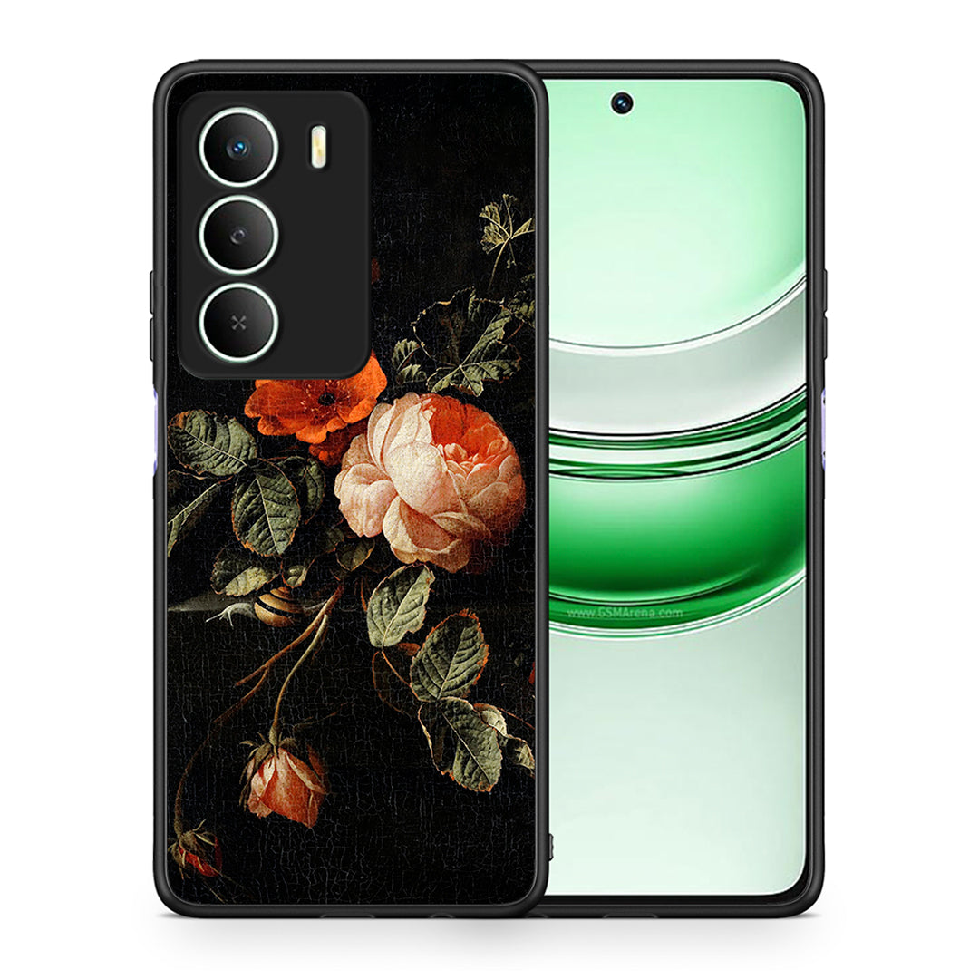 Θήκη Realme 14X Vintage Roses από τη Smartfits με σχέδιο στο πίσω μέρος και μαύρο περίβλημα | Realme 14X Vintage Roses case with colorful back and black bezels