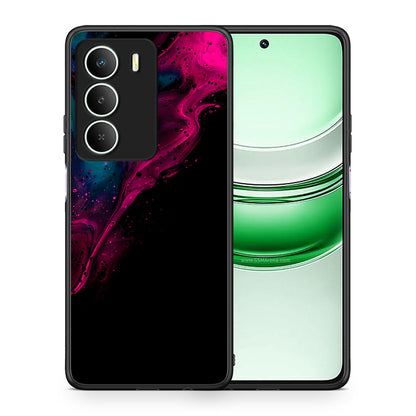 Θήκη Realme 14X Pink Black Watercolor από τη Smartfits με σχέδιο στο πίσω μέρος και μαύρο περίβλημα | Realme 14X Pink Black Watercolor case with colorful back and black bezels